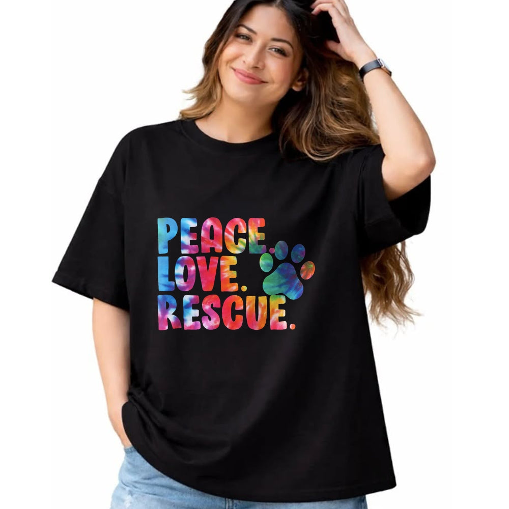 Dog Love Shirt, Dog Lover Gift T-Shirt/Hoodie/Sweatshirt HLT00 - Peace Love Rescue Dog Lover Parent Adopted Tie Dye T-Shirt