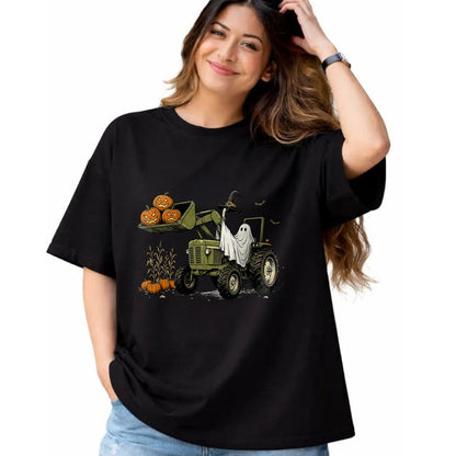 Best Farmer Life Shirt, Funny Farmer UnisexT-Shirt/Hoodie/Sweatshirt HLT00 - Ghost Tractor Pumpkin Halloween Costume Farmer Boys Kids T-Shirt