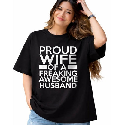 Best Wife Shirt, Wife and Husband Unisex T-Shirt/Hoodie/Sweatshirt HLT00 - Gift for wife T shirt, lucky wife   Proud Wife Of A Freaking Awesome Husband T-Shirt