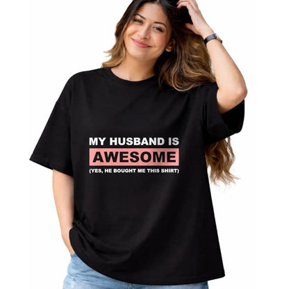 Best Wife Shirt, Wife and Husband Unisex T-Shirt/Hoodie/Sweatshirt HLT00 - My Husband Is Awesome Husband He Bought Me This Funny Wife T-Shirt (1)