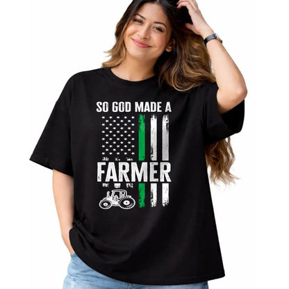 Best Farmer Life Shirt, Funny Farmer UnisexT-Shirt/Hoodie/Sweatshirt HLT00 - Patriotic American Flag Tractor So God Made A Farmer Long Sleeve T-Shirt