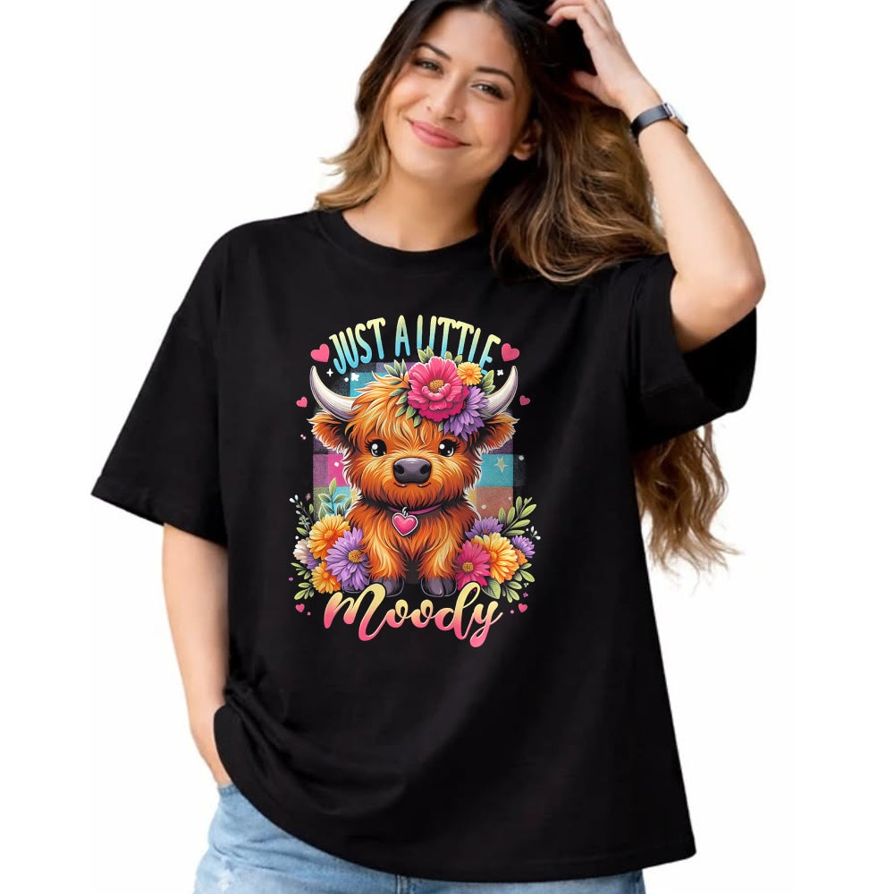 Best Farmer Life Shirt, Funny Farmer UnisexT-Shirt/Hoodie/Sweatshirt HLT00 - Highland Cow Just A-Little Moody Flower Funny Farm Farmer T-Shirt