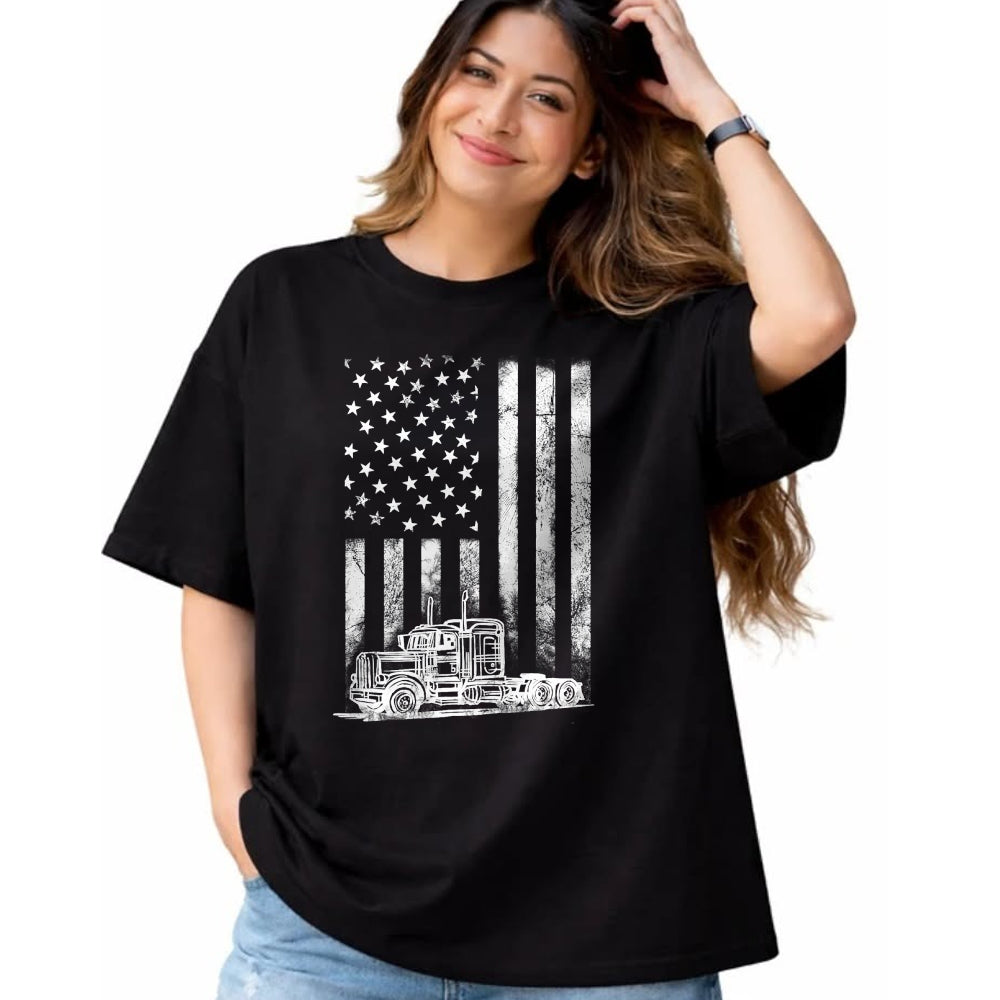 Best Truck Driver Life Shirt, Funny Trucker UnisexT-Shirt/Hoodie/Sweatshirt HLT00 - Truck Driver American Flag Trucker Vintage Men Women Gift T-Shirt Small
