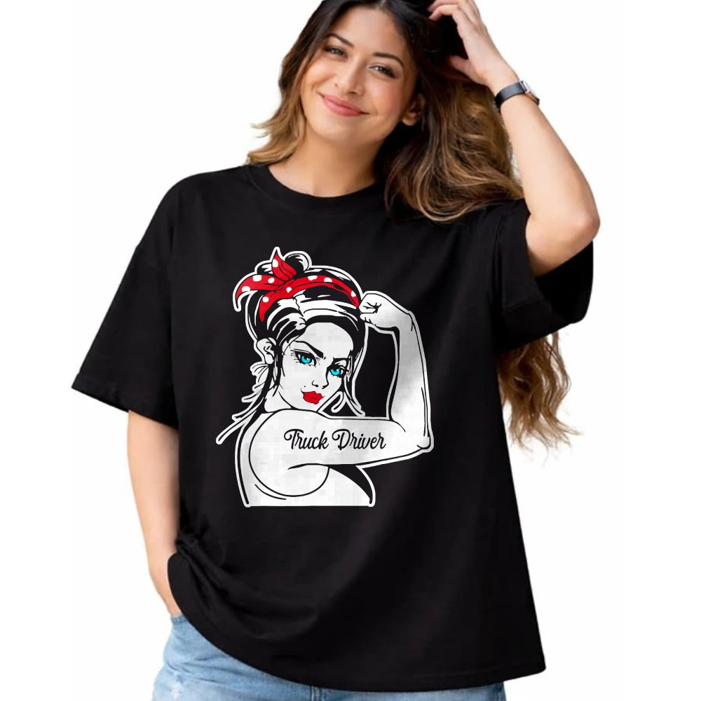 Best Truck Driver Life Shirt, Funny Trucker UnisexT-Shirt/Hoodie/Sweatshirt HLT00 - Female Truck Driver Rosie The Riveter Pin Up Girl Truck T-Shirt