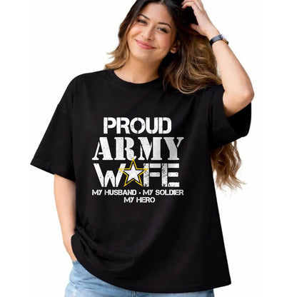 Best Wife Shirt, Wife and Husband Unisex T-Shirt/Hoodie/Sweatshirt HLT00 - Gift for wife T shirt, lucky wife   Proud Army Wife T Shirt for Military Wife My Soldier My Hero T-S