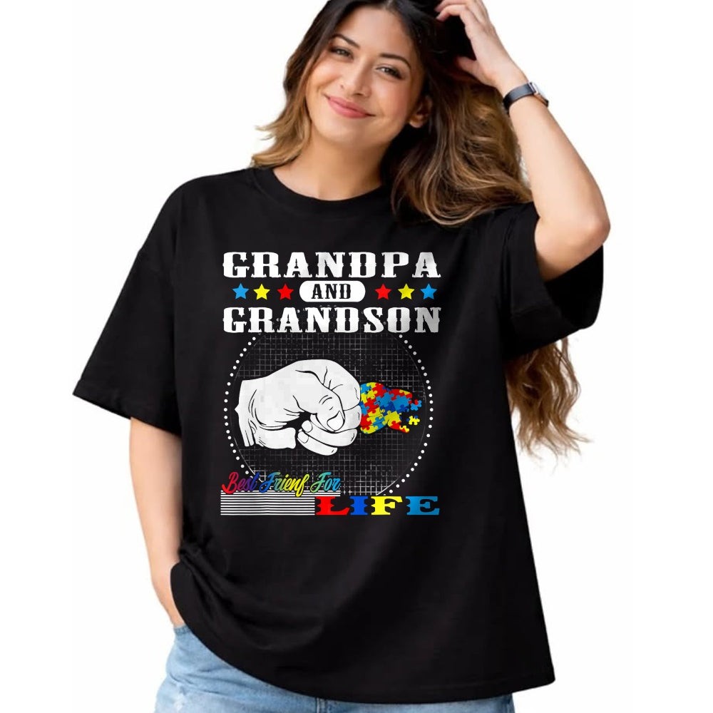 Best Grandpa Shirt, Proud Grandpa Unisex T-Shirt/Hoodie/Sweatshirt HLT00 - Autism Awareness Grandpa Grandson Best Friend for Life Gift T-Shirt