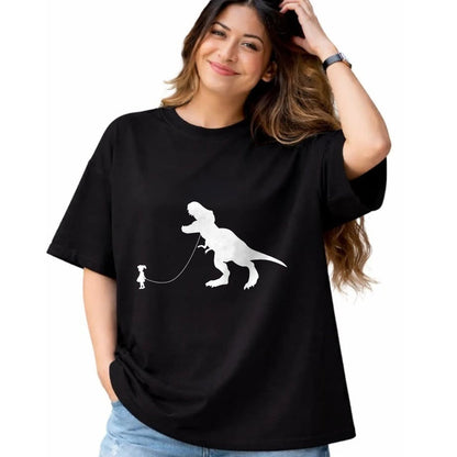 Best Dinosaur Lover Shirt, Funny Dinosaur UnisexT-Shirt/Hoodie/Sweatshirt HLT00 - T-Rex Dinosaur Pet on a Leach led by a Girl T-Shirt