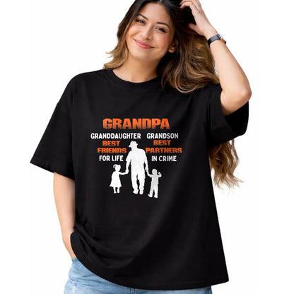 Best Grandpa Shirt, Proud Grandpa Unisex T-Shirt/Hoodie/Sweatshirt HLT00 - Grandpa Granddaughter Best Friends Grandson Best Partners T-Shirt (1)
