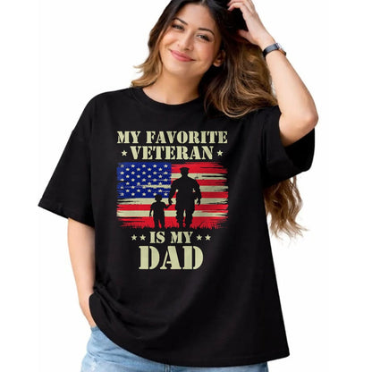 Proud Veteran Shirt, Funny Veteran UnisexT-Shirt/Hoodie/Sweatshirt HLT00 - Father Veterans Day My Favorite Veteran is My Dad Proud Kids T-Shirt
