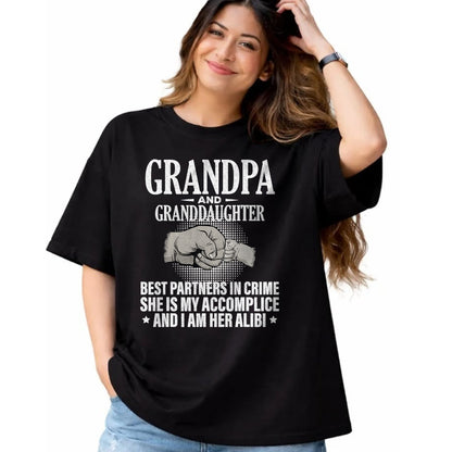 Best Grandpa Shirt, Proud Grandpa Unisex T-Shirt/Hoodie/Sweatshirt HLT00 - Grandpa and Granddaughter best partners in crime T-Shirt