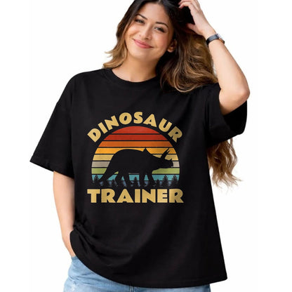 Best Dinosaur Lover Shirt, Funny Dinosaur UnisexT-Shirt/Hoodie/Sweatshirt HLT00 - Dinosaur Trainer Halloween Costume Retro Sunset Dino Outline T-Shirt, Men, Black, 3X-Large