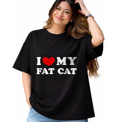 Cat Love Shirt, Funny Cat Lover Gift UnisexT-Shirt/Hoodie/Sweatshirt HLT00 - I Love My Fat Cat, I Heart My Fat Cat T-Shirt, Youth, Black, Medium