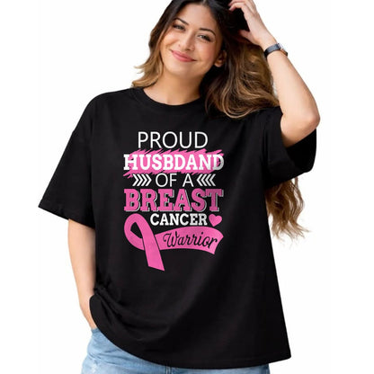 Best Wife Shirt, Wife and Husband Unisex T-Shirt/Hoodie/Sweatshirt HLT00 - Gift for wife T shirt, lucky wife   Proud Husband Of A Breast Cancer Warrior Support For My Wife T-S