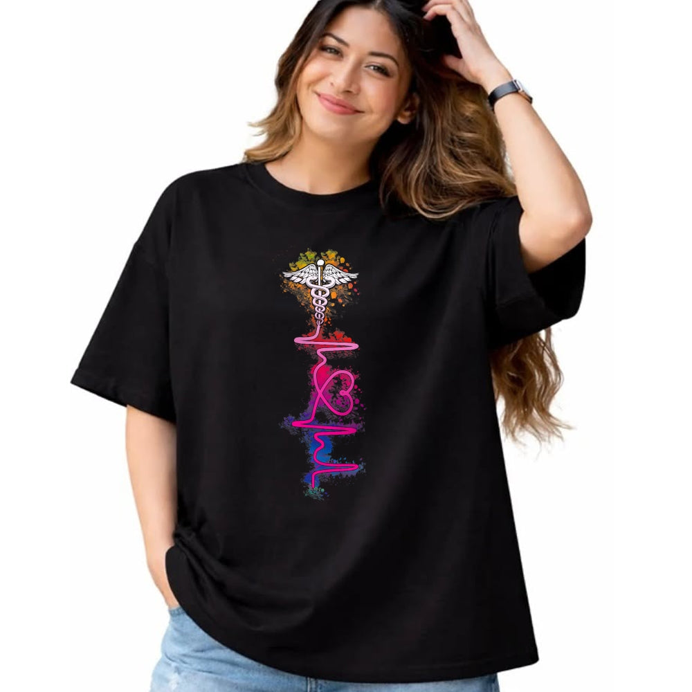 Funny Nurse Shirt, Nurse Unisex T-Shirt/Hoodie/Sweatshirt HLT00 - Proud Nurse Colorful Heartbeat Tie Dye Nursing Love Nurse T-Shirt