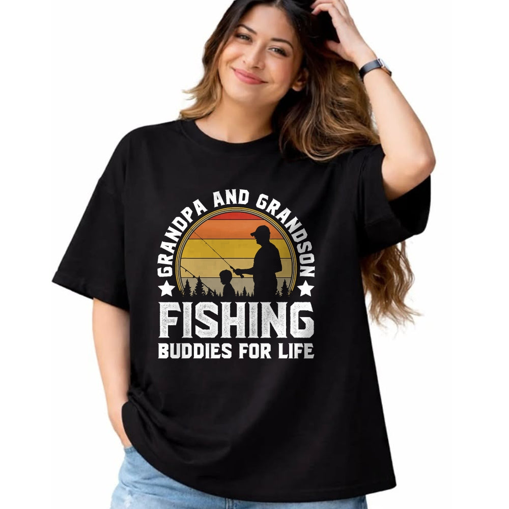 Best Grandpa Shirt, Proud Grandpa Unisex T-Shirt/Hoodie/Sweatshirt HLT00 - Grandpa and Grandson Fishing Buddies for Life - Matching T-Shirt