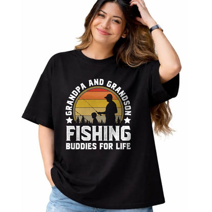Best Grandpa Shirt, Proud Grandpa Unisex T-Shirt/Hoodie/Sweatshirt HLT00 - Grandpa and Grandson Fishing Buddies for Life - Matching T-Shirt