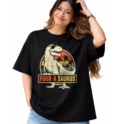 Best Dinosaur Lover Shirt, Funny Dinosaur UnisexT-Shirt/Hoodie/Sweatshirt HLT00 - Four a Saurus Birthday T Rex 4 Year Old Dino 4th Dinosaur T-Shirt