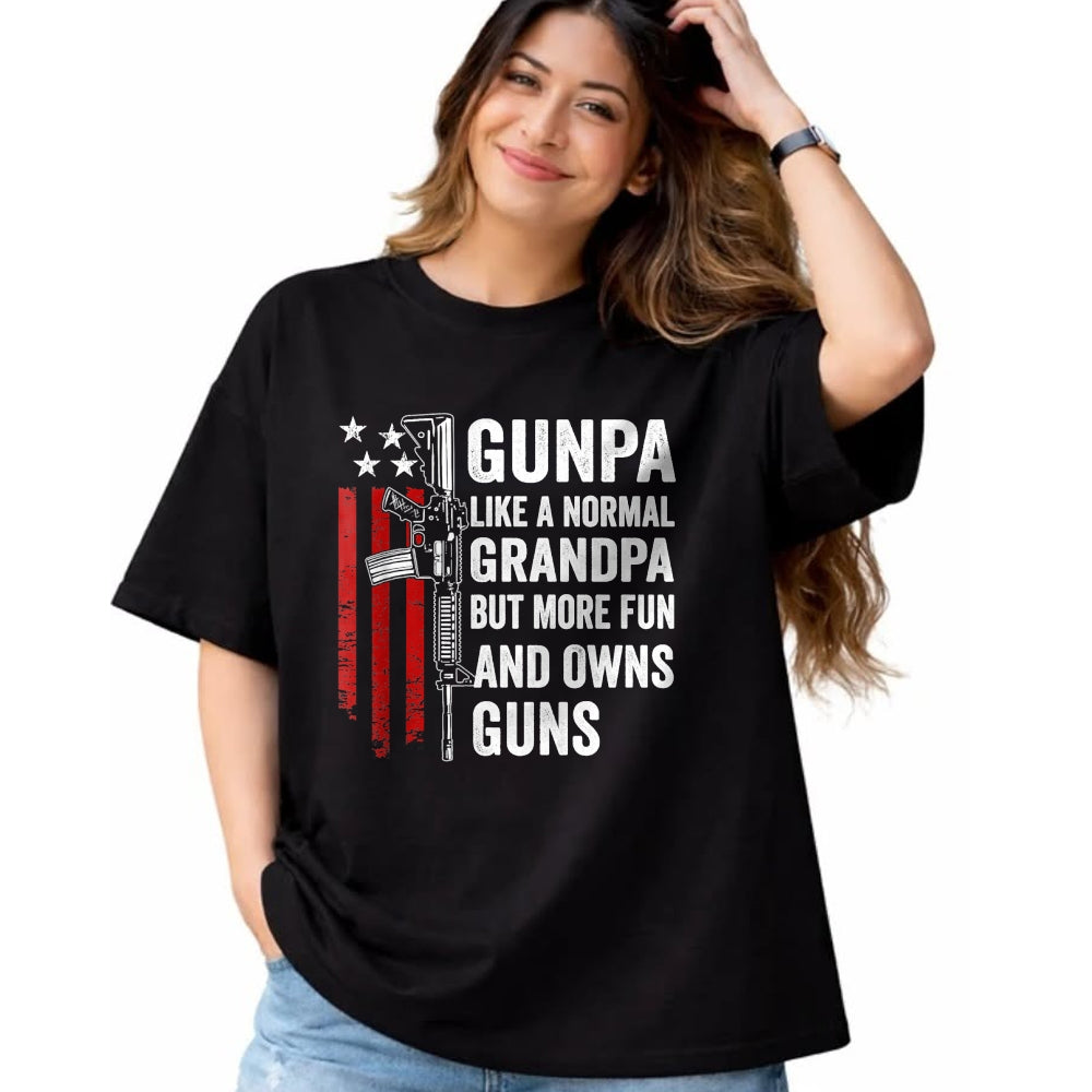 Best Grandpa Shirt, Proud Grandpa Unisex T-Shirt/Hoodie/Sweatshirt HLT00 - Gunpa Like A Normal Grandpa But More Fun And Owns Guns T-Shirt (1)
