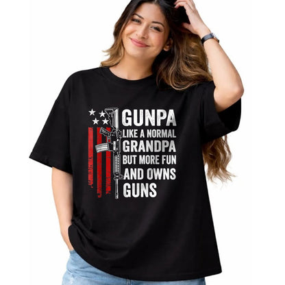 Best Grandpa Shirt, Proud Grandpa Unisex T-Shirt/Hoodie/Sweatshirt HLT00 - Gunpa Like A Normal Grandpa But More Fun And Owns Guns T-Shirt (1)