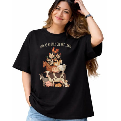 Best Farmer Life Shirt, Funny Farmer UnisexT-Shirt/Hoodie/Sweatshirt HLT00 - Life is Better on the Farm Farmers Farming Cow Pig Chicken T-Shirt