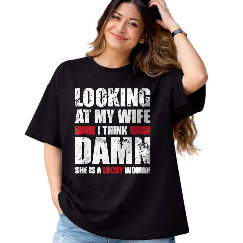 Best Wife Shirt, Wife and Husband Unisex T-Shirt/Hoodie/Sweatshirt HLT00 - Gift for wife T shirt, lucky wife   Mens My Wife - She Is A Lucky Woman - Funny Husband Tank Top