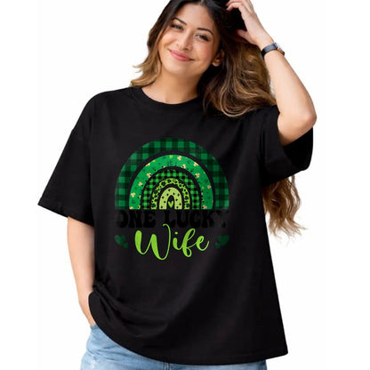 Best Wife Shirt, Wife and Husband Unisex T-Shirt/Hoodie/Sweatshirt HLT00 - Gift for wife T shirt, lucky wife   One Lucky Wife Rainbow Irish St Patricks Day Shamrock T-Shirt