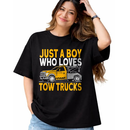 Best Truck Driver Life Shirt, Funny Trucker UnisexT-Shirt/Hoodie/Sweatshirt HLT00 - Just a boy who loves tow trucks tow truck driver T-Shirt