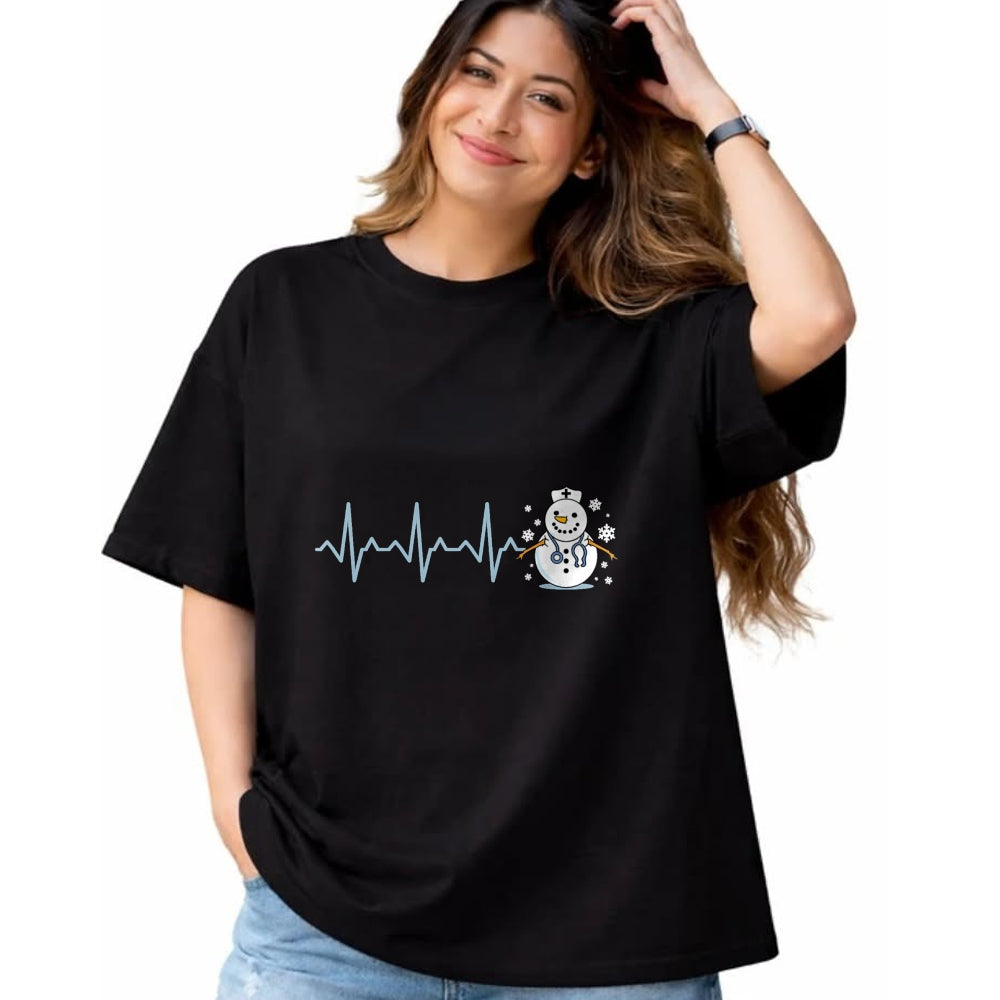 Funny Nurse Shirt, Nurse Unisex T-Shirt/Hoodie/Sweatshirt HLT00 - Heartbeat Nurse Snowman Nurse Christmas T-Shirt