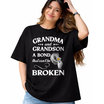 Best Grandma Shirt, Proud Grandma Unisex T-Shirt/Hoodie/Sweatshirt HLT00 - Grandma and Grandson A Bond That Can't Be Broken T-Shirt (2)