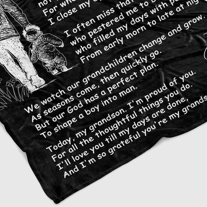 Black Personalized Grandson Blanket – Special Gift from Grandpa