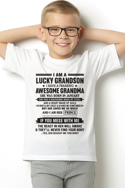 I Am A Lucky Grandson T-Shirt – Birthday Gift From January Grandma / Woman - kien01 (SKU11-29-01)