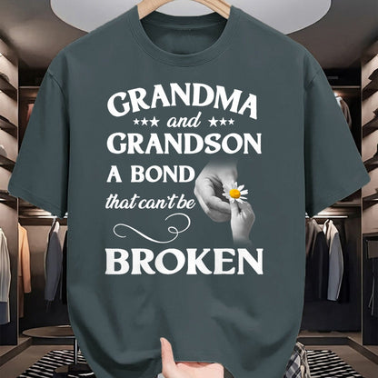 Best Grandma Shirt, Proud Grandma Unisex T-Shirt/Hoodie/Sweatshirt HLT00 - Grandma and Grandson A Bond That Can't Be Broken T-Shirt (2)