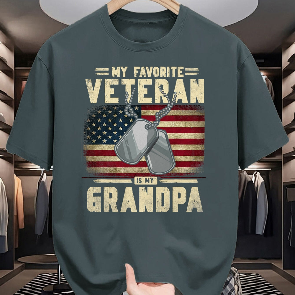 Best Grandpa Shirt, Proud Grandpa Unisex T-Shirt/Hoodie/Sweatshirt HLT00 - Father's Day Veteran Day My Favorite Veteran Is My Grandpa T-Shirt