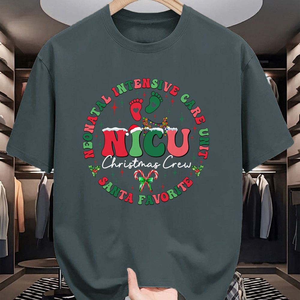 Funny Nurse Shirt, Nurse Unisex T-Shirt/Hoodie/Sweatshirt HLT00 - NICU Christmas Crew NICU Nurse Santa Favorite Xmas Costume T-Shirt