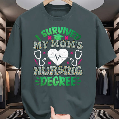 Funny Nurse Shirt, Nurse Unisex T-Shirt/Hoodie/Sweatshirt HLT00 - I Survived My Moms Nursing Degree Nursing Kids Graduation T-Shirt