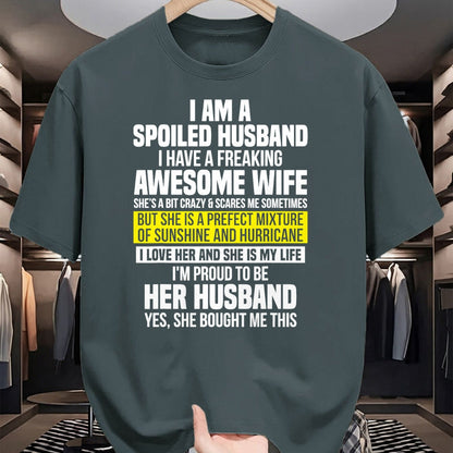 Best Wife Shirt, Wife and Husband Unisex T-Shirt/Hoodie/Sweatshirt HLT00 - I Am A Spoiled Husband I Have A Freaking Awesome Wife T-Shirt (4)