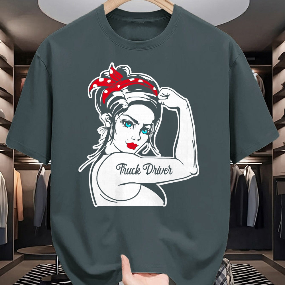 Best Truck Driver Life Shirt, Funny Trucker UnisexT-Shirt/Hoodie/Sweatshirt HLT00 - Female Truck Driver Rosie The Riveter Pin Up Girl Truck T-Shirt