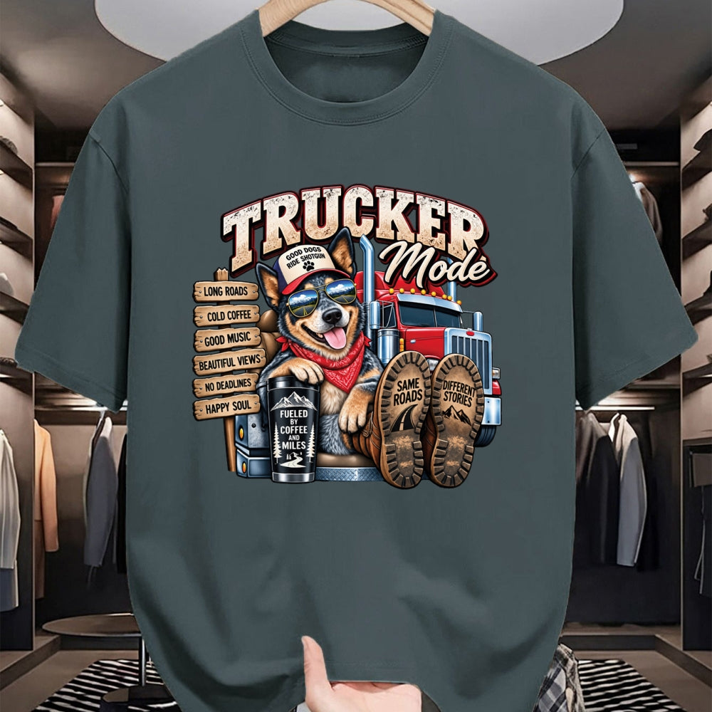 Best Truck Driver Life Shirt, Funny Trucker UnisexT-Shirt/Hoodie/Sweatshirt HLT00 - Funny Trucker Blue Heeler Dog Semi Truck Driver Humor Design Long Sleeve T-Shirt