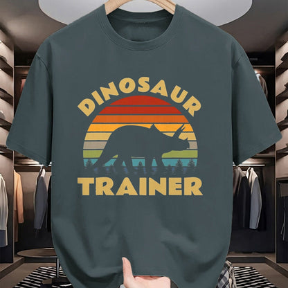Best Dinosaur Lover Shirt, Funny Dinosaur UnisexT-Shirt/Hoodie/Sweatshirt HLT00 - Dinosaur Trainer Halloween Costume Retro Sunset Dino Outline T-Shirt, Men, Black, 3X-Large