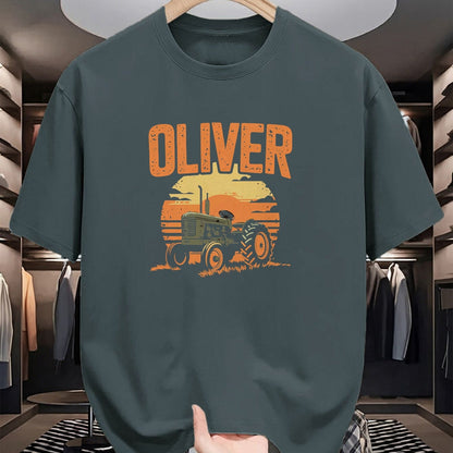 Best Farmer Life Shirt, Funny Farmer UnisexT-Shirt/Hoodie/Sweatshirt HLT00 - Oliver Personalized Nametag Tractor for Oliver T-Shirt