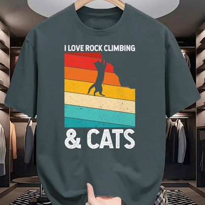 Cat Love Shirt, Funny Cat Lover Gift UnisexT-Shirt/Hoodie/Sweatshirt HLT00 - I Love Rock Climbing & Cats Cute Kitty Cat Lover Gift T-Shirt