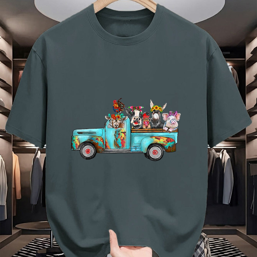 Best Farmer Life Shirt, Funny Farmer UnisexT-Shirt/Hoodie/Sweatshirt HLT00 - Farm Pickup Truck with Farm Animals Farmer_s Wife Cow Girl T-Shirt