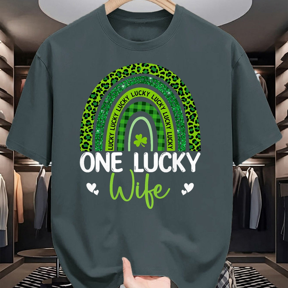 Best Wife Shirt, Wife and Husband Unisex T-Shirt/Hoodie/Sweatshirt HLT00 - Gift for wife T shirt, lucky wife   Womens One Lucky Wife Rainbow Leopard Saint Patrick's Day Tank T