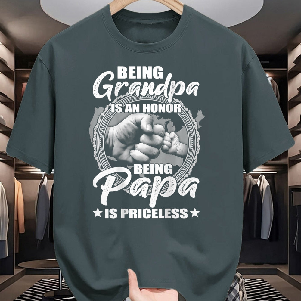 Best Grandpa Shirt, Proud Grandpa Unisex T-Shirt/Hoodie/Sweatshirt HLT00 -Being Grandpa Is An Honor Being PaPa is Priceless (on back) T-Shirt (1)