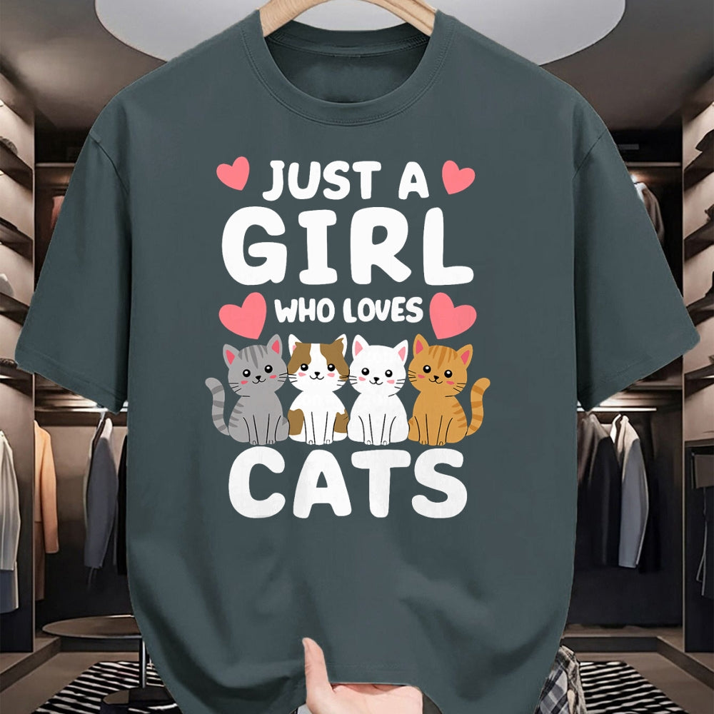 Cat Love Shirt, Funny Cat Lover Gift UnisexT-Shirt/Hoodie/Sweatshirt HLT00 - Cat Just A Girl Who Loves Cats T-Shirt (2)