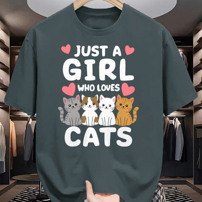 Cat Love Shirt, Funny Cat Lover Gift UnisexT-Shirt/Hoodie/Sweatshirt HLT00 - Cat Just A Girl Who Loves Cats T-Shirt (2)