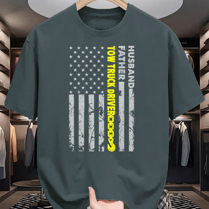 Best Truck Driver Life Shirt, Funny Trucker UnisexT-Shirt/Hoodie/Sweatshirt HLT00 - Husband Father Tow Truck Driver American Flag Towing Dad T-Shirt