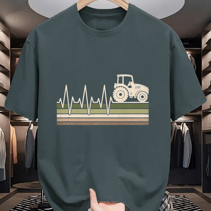 Best Farmer Life Shirt, Funny Farmer UnisexT-Shirt/Hoodie/Sweatshirt HLT00 - Vintage Tractor Heartbeat Farmer Farming Men T-Shirt, Men, Black, 3X-Large