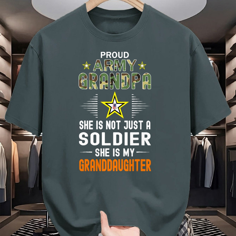 Best Grandpa Shirt, Proud Grandpa Unisex T-Shirt/Hoodie/Sweatshirt HLT00 - She Is A Soldier & Is My Granddaughter-Proud Army Grandpa T-Shirt