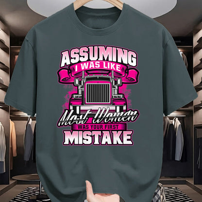 Best Truck Driver Life Shirt, Funny Trucker UnisexT-Shirt/Hoodie/Sweatshirt HLT00 - First Mistake - Female Semi Truck Driver Trucker Trucking T-Shirt